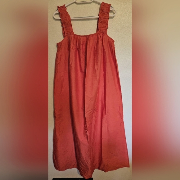 MANGO Coral  Maxi Dress Recycled Cotton Sz.M NWT - Picture 1 of 6